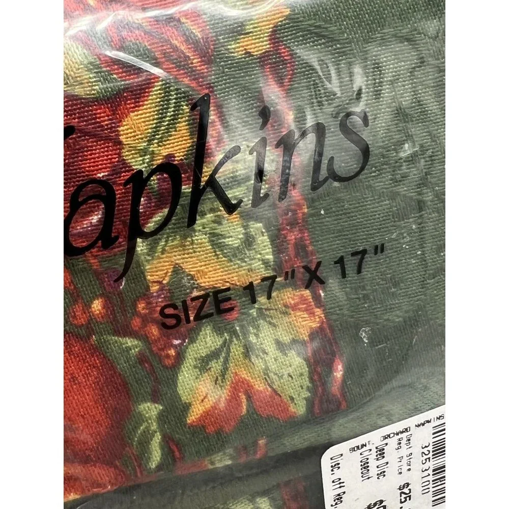 Bardwil Linens 4 Dinner Napkins Permanent Press Bountiful Orchard Soil Release
